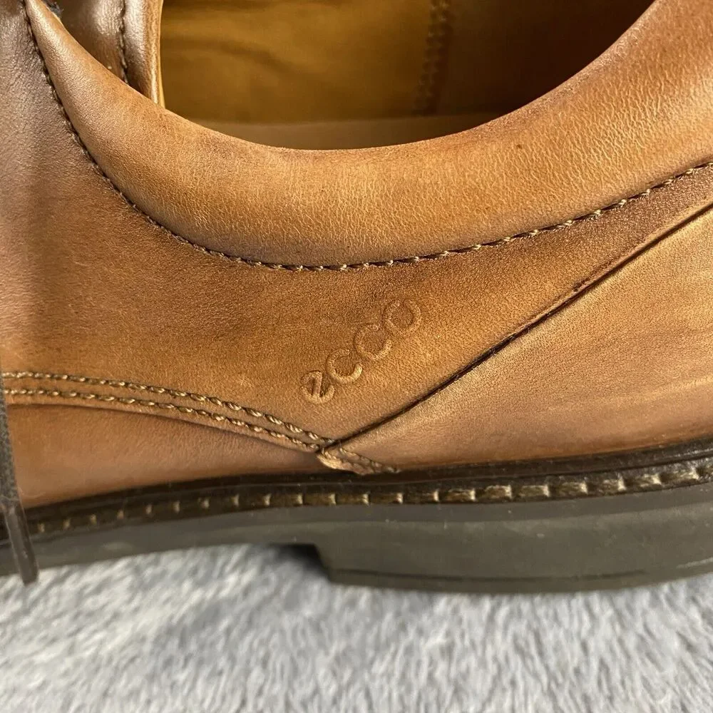 Ecco Apron Toe Dress Shoes Brown Leather Mens Size EU 44 US‎ 10 Business Career